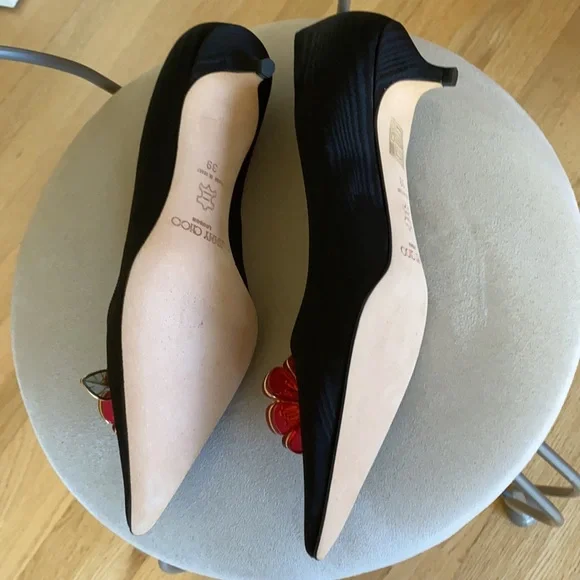 Jimmy Choo kitten heel shoes with 3D acrylic flowers with Swarovski crystals - Picture 2 of 7